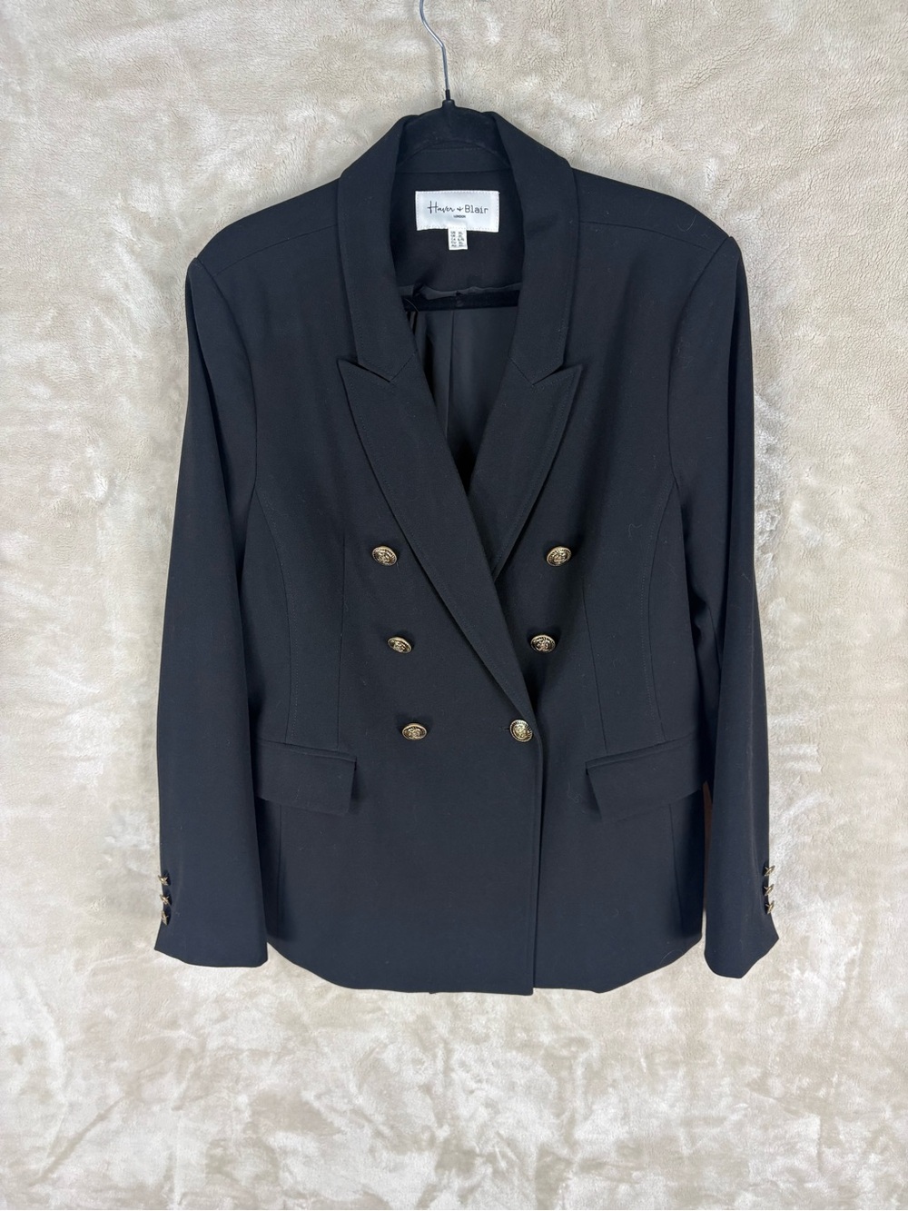 Haver & Blair Black Double-Breasted Blazer with Gold Buttons
